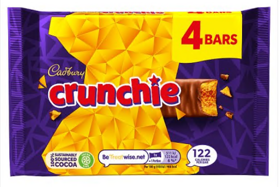 Cadbury Crunchie Chocolate Bar 10x4pk