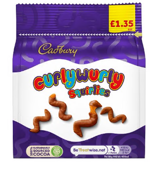 Cadbury Curly Wurley Squirlies PMP £1.35 10x95g
