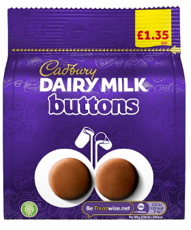 Cadbury Pouch Dairy Milk Buttons PM £1.35 10x95g