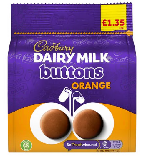 Cadbury Orange Buttons PMP £1.35 10x95g