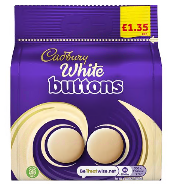 Cadbury Pouch White Buttons PMP £1.35 10x95g