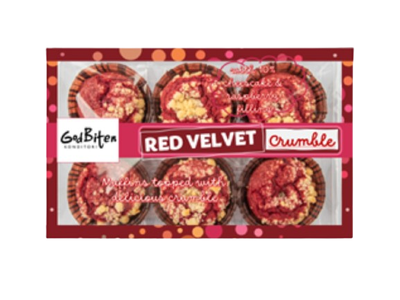 Godbiten Red Velvet Crumbles 270g 8x6pk